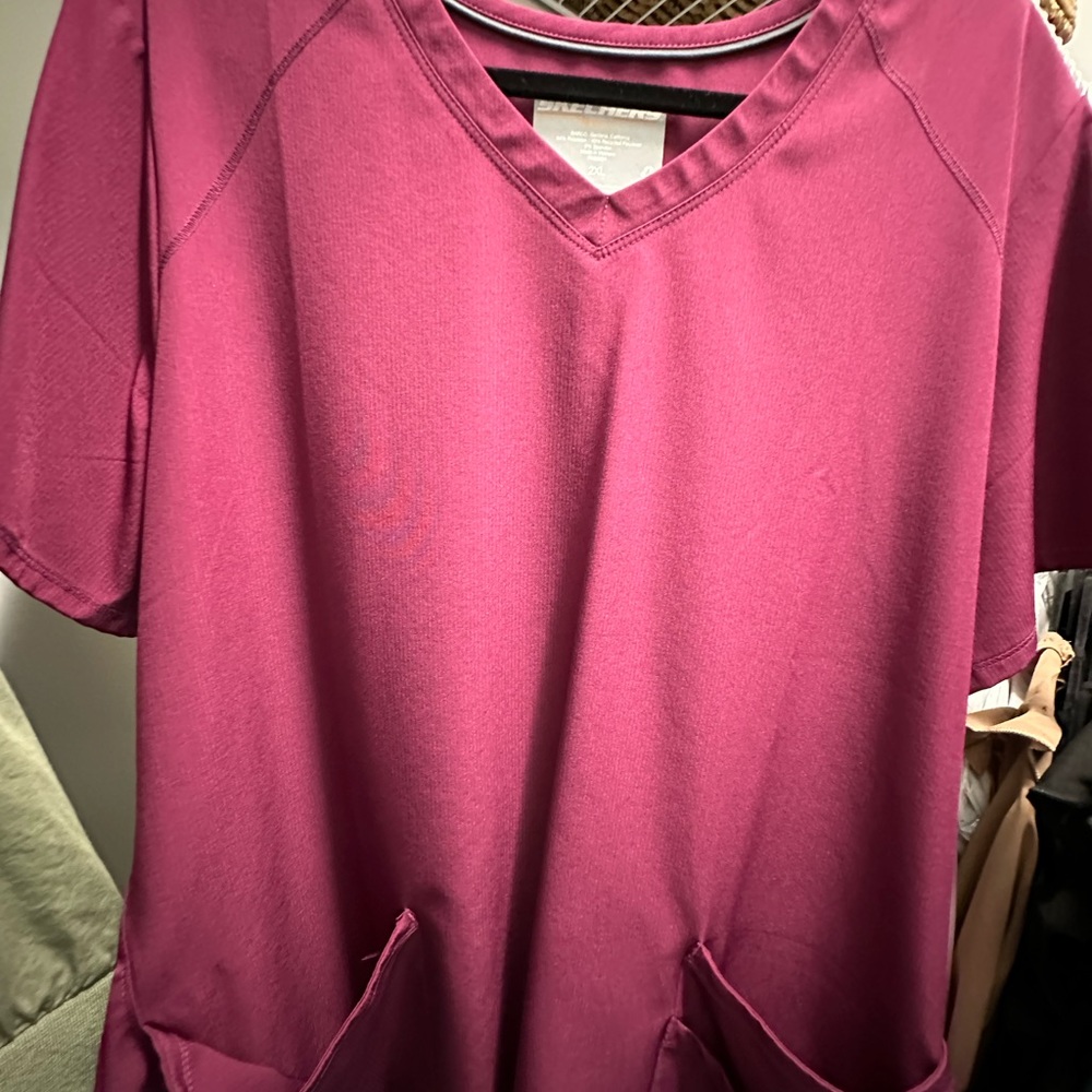 Sketchers burgundy scrub top
